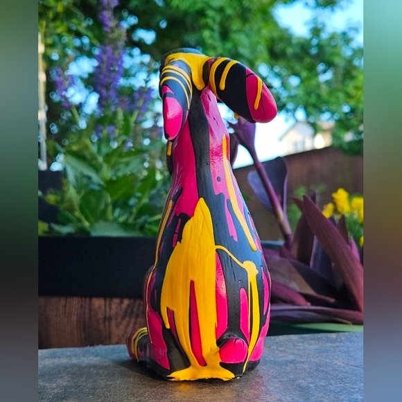 Colorful Striped Rabbit Figurine - Picture 4 of 7